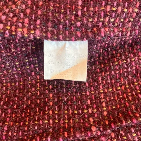 Missoni Vtg Tweed Wool Alpaca Fringe Jacket EU 42 US 10 Pink Designer Boucle Y2K - Picture 7 of 7